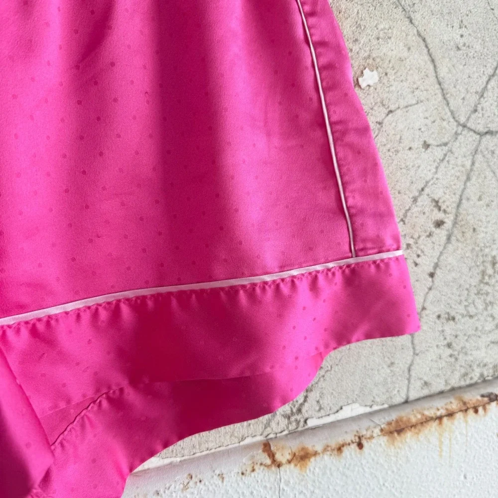 Victorias Secret Satin Pajama Set Hot Pink Polka Dot‎ PJs Silky Cami Shorts Y2K - Picture 8 of 16